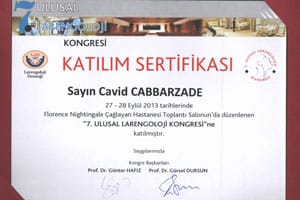 7. Ulusal Larengoloji Kongresi — 27–28 Eylül 2013