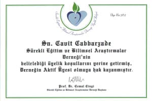 Sürekli Eğitim ve Bilimsel Araştırmalar Derneği — aktif üyelik belgesi